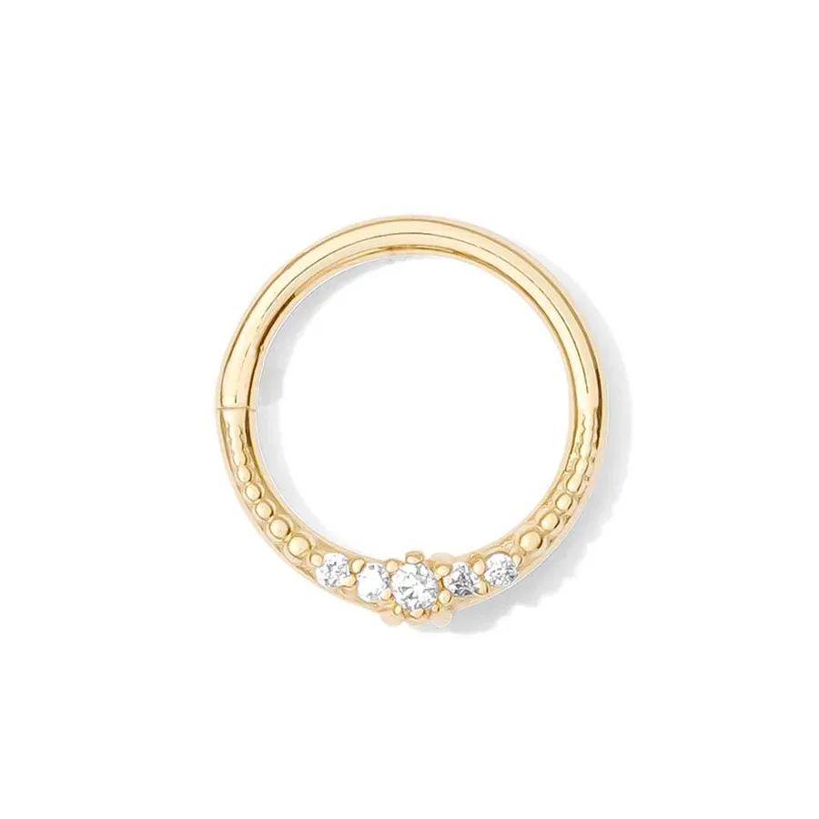 Tawapa 14K Solid Yellow Gold Venus continous Ring - White CZ