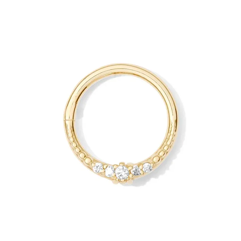 Tawapa 14K Solid Yellow Gold Venus continous Ring - White CZ