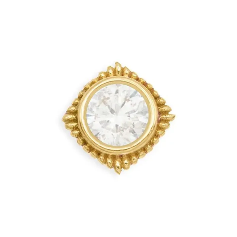 Tawapa 14K Solid Yellow Gold Plume - White CZ
