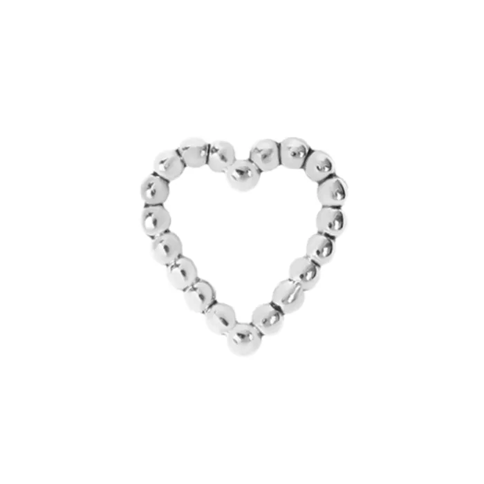 Maya 14K Solid White Gold Tiny Love Beaded Heart End