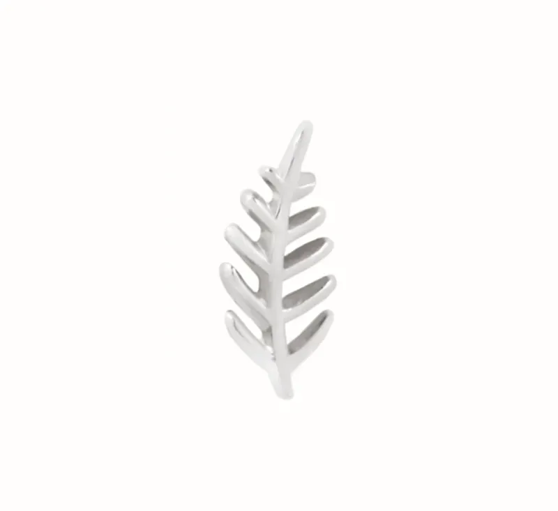 Maya 14K Solid White Gold Wee Fronds Leaf End - Left Orientation