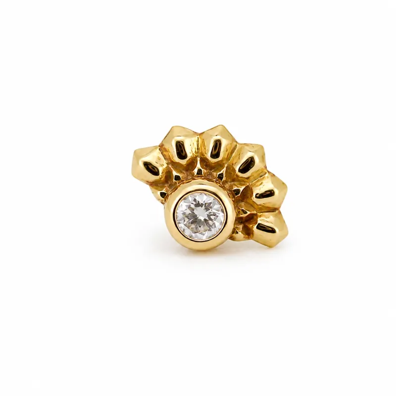 Naga 18K Solid Yellow Gold Half Fan Bezel End - White Diamond