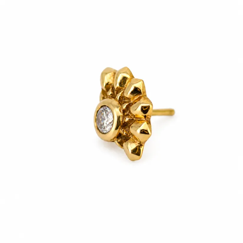 Naga 18K Solid Yellow Gold Half Fan Bezel End - White Diamond