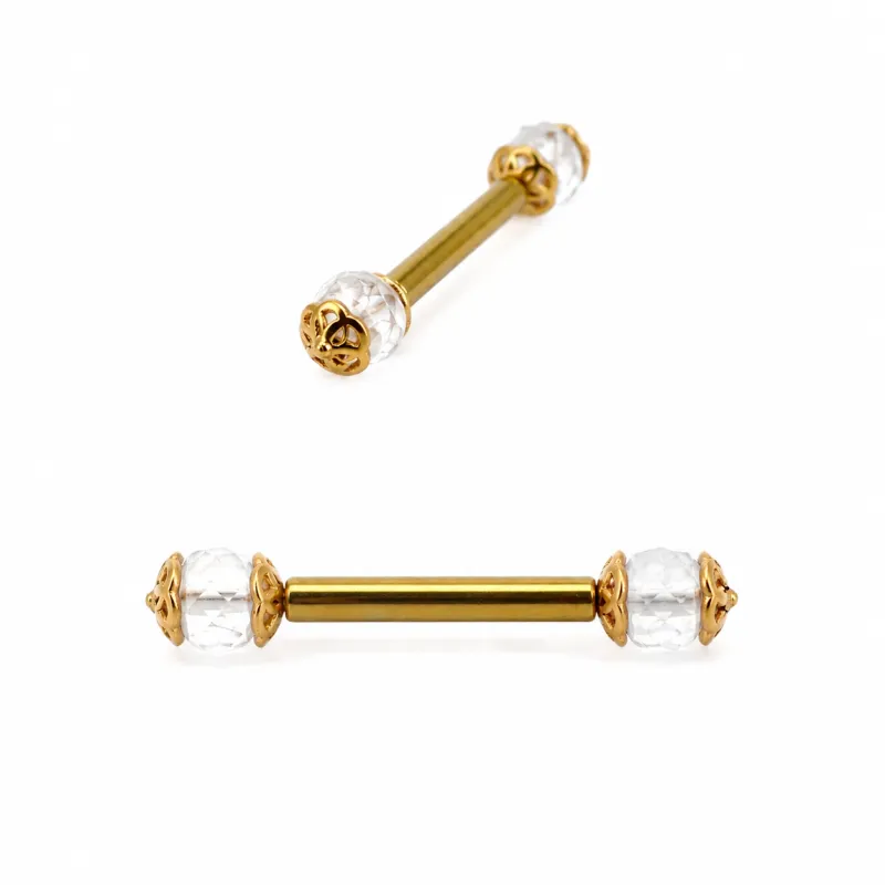 Naga 18K Solid Yellow Gold Side Set Bead - Facetted Moonstone