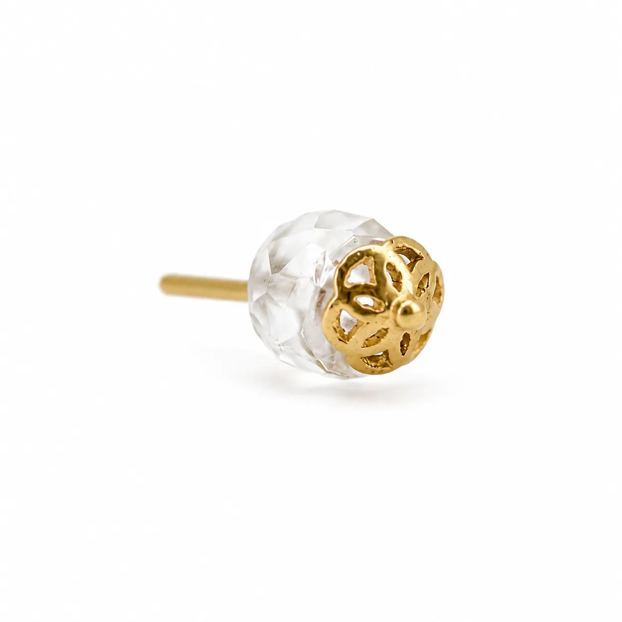 Naga 18K Solid Yellow Gold Side Set Bead - Facetted Moonstone