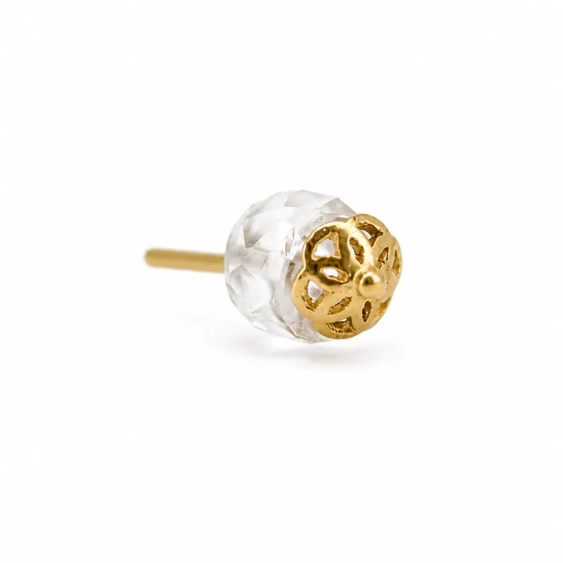 Naga 18K Solid Yellow Gold Side Set Bead - Facetted Moonstone