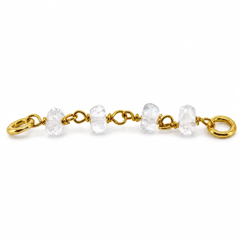 Naga 18K Solid Yellow Gold Chain Charm - Moonstone Beads