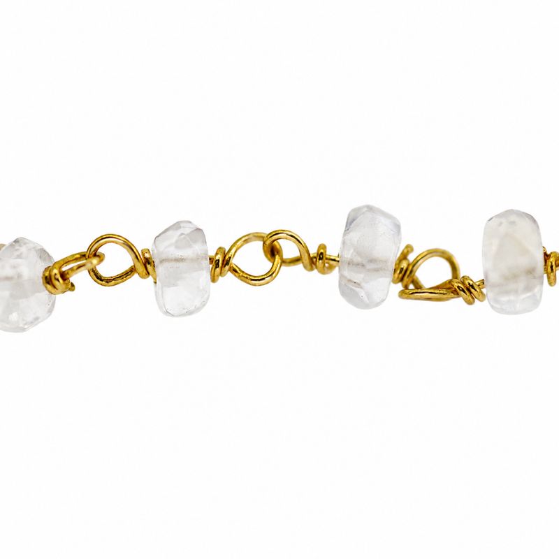 Naga 18K Solid Yellow Gold Chain Charm - Moonstone Beads