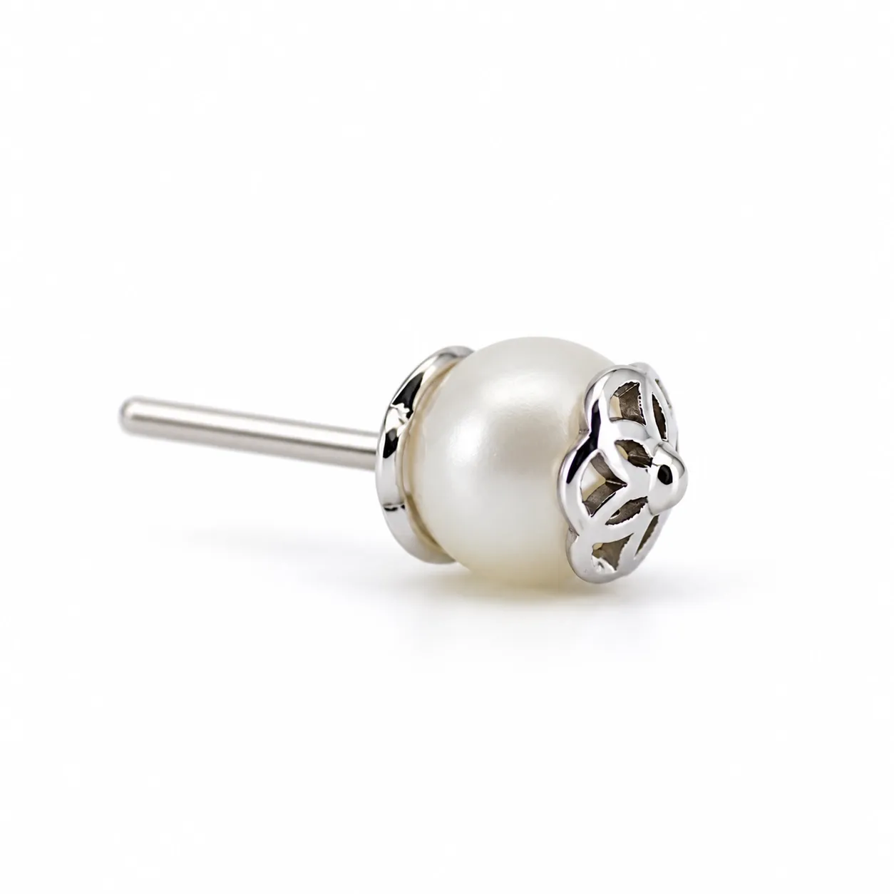 Naga 18K Solid White Gold Side Set Bead - Pearl Naga 18K Solid White Gold Side Set Bead - Pearl