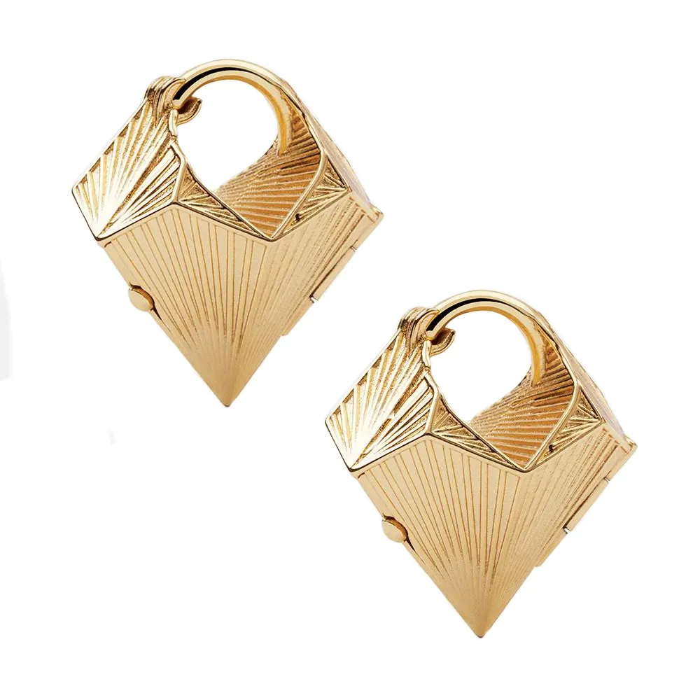 Tether 18K Yellow Gold Plated Bronze Tetra Locket Earweights Tether 18K Yellow Gold Plated Bronze Tetra Locket Earweights