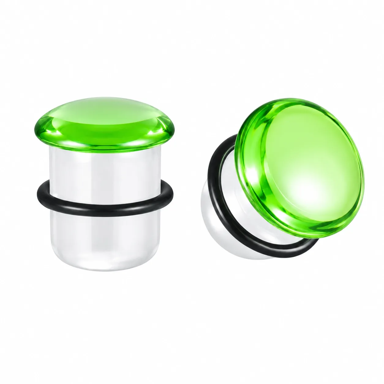 Glass Single Flared Color Front Plug - Translucent Green