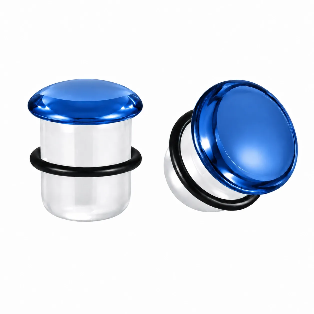 Glass Single Flared Color Front Plug - Translucent Blue Glass Single Flared Color Front Plug - Translucent Blue