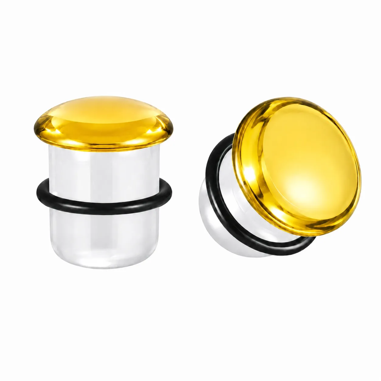 Glass Single Flared Color Front Plug - Amber