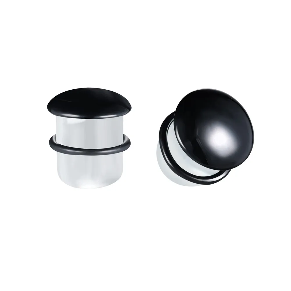 Glass Single Flared Color Front Plug - Black