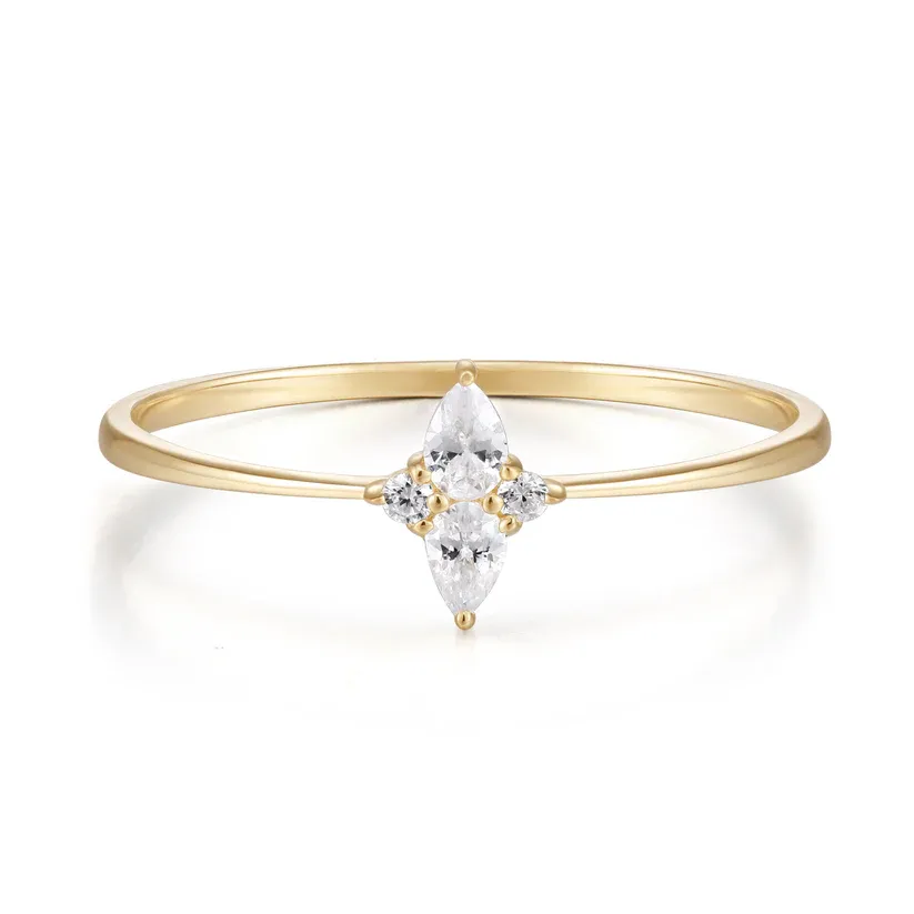Buddha Jewelry & Rion Colab 14K Solid Gold Ethereal Ring Size 7 - White Sapphire