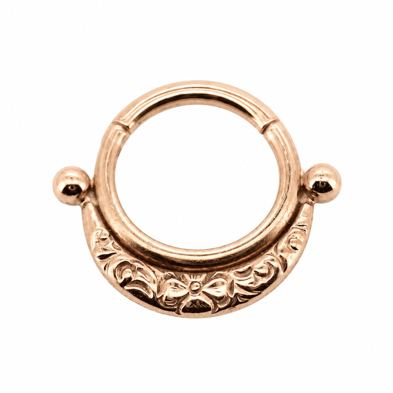 Body Gems 14K Solid Rose Gold Clicker Ring - Three Ring Circus