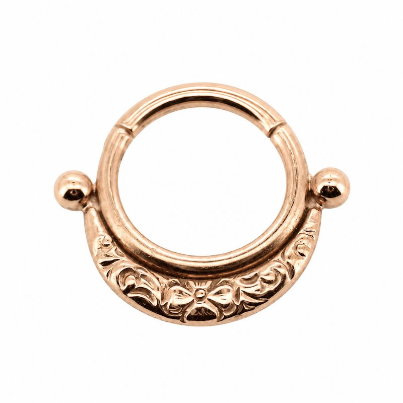 Body Gems 14K Solid Rose Gold Clicker Ring - Three Ring Circus