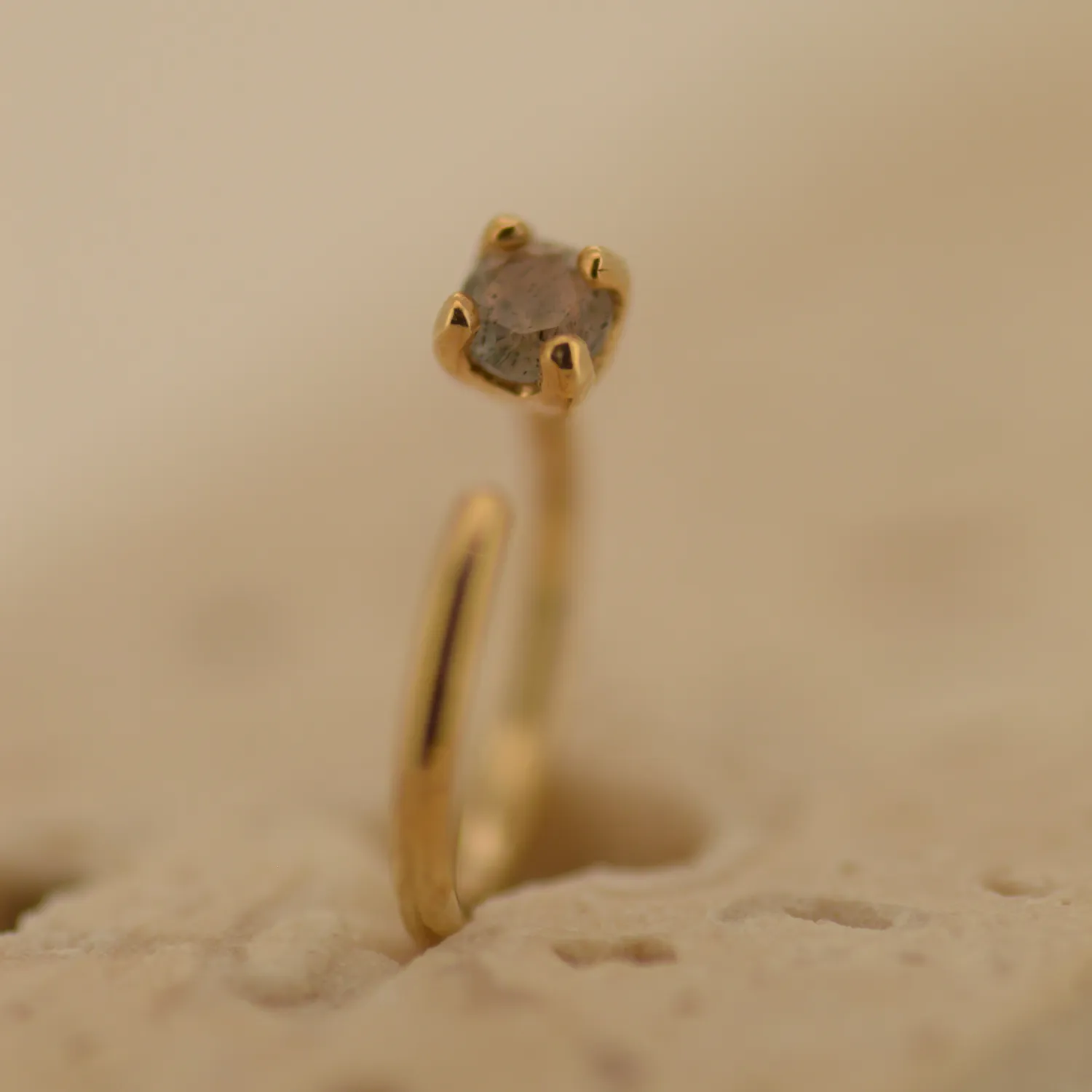 Alchemy Adornment 14K Solid Yellow Gold Nostril Nail - Labradorite