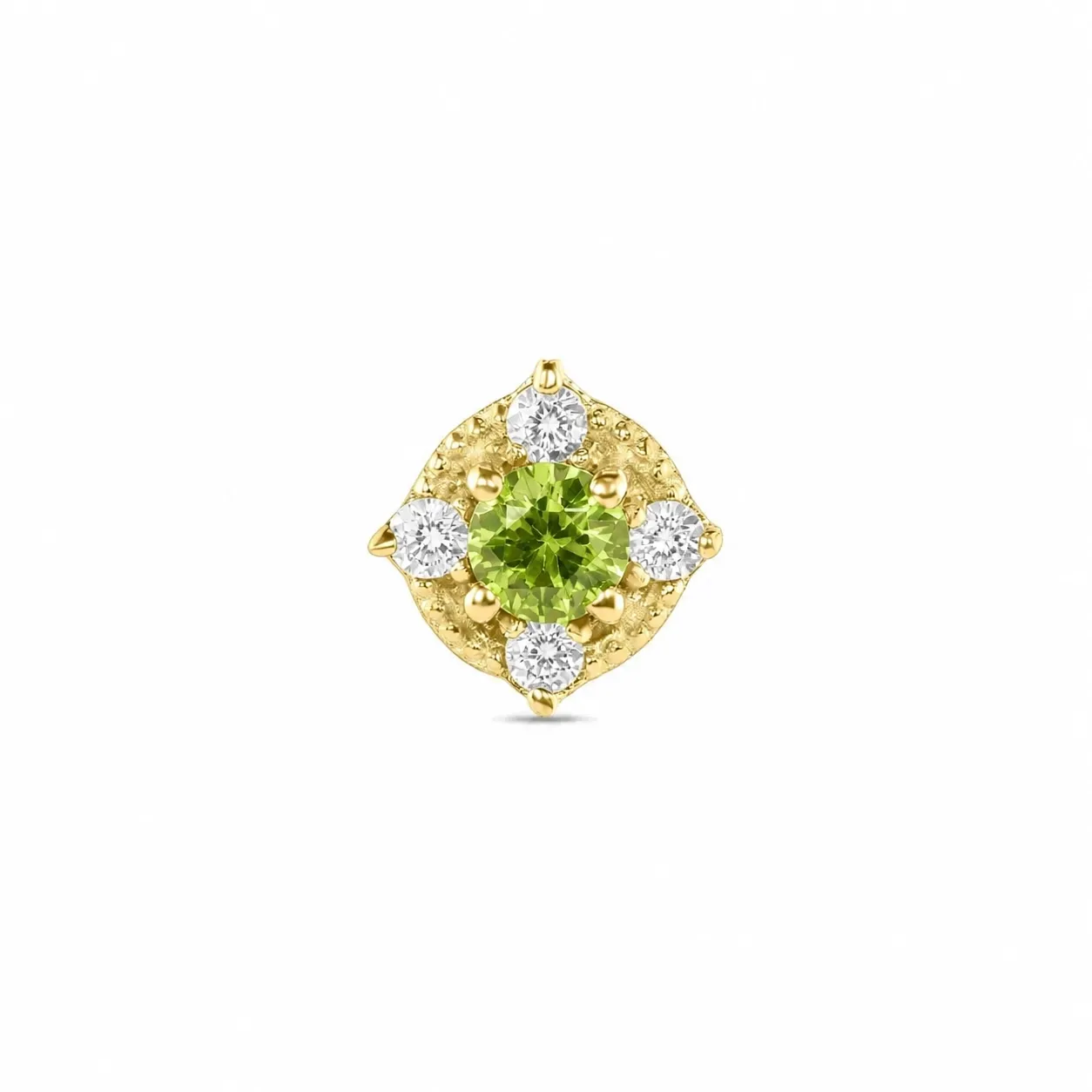 Norvoch 14K Solid Gold Threadless Mari - Peridot & White CZ Norvoch 14K Solid Gold Threadless Mari - Peridot & White CZ