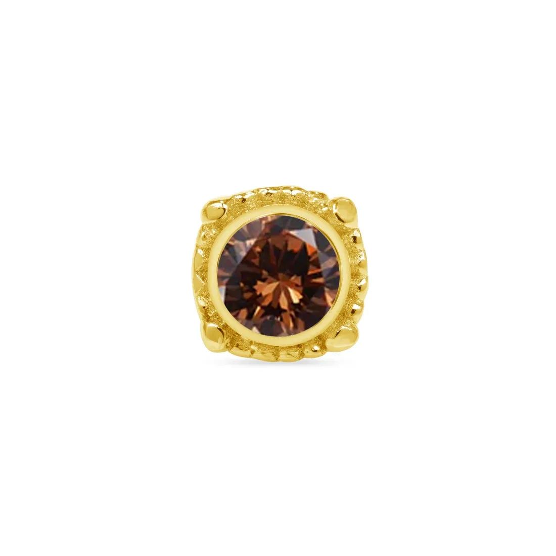 Norvoch 14K Solid Gold Threadless Afra - Coffee CZ