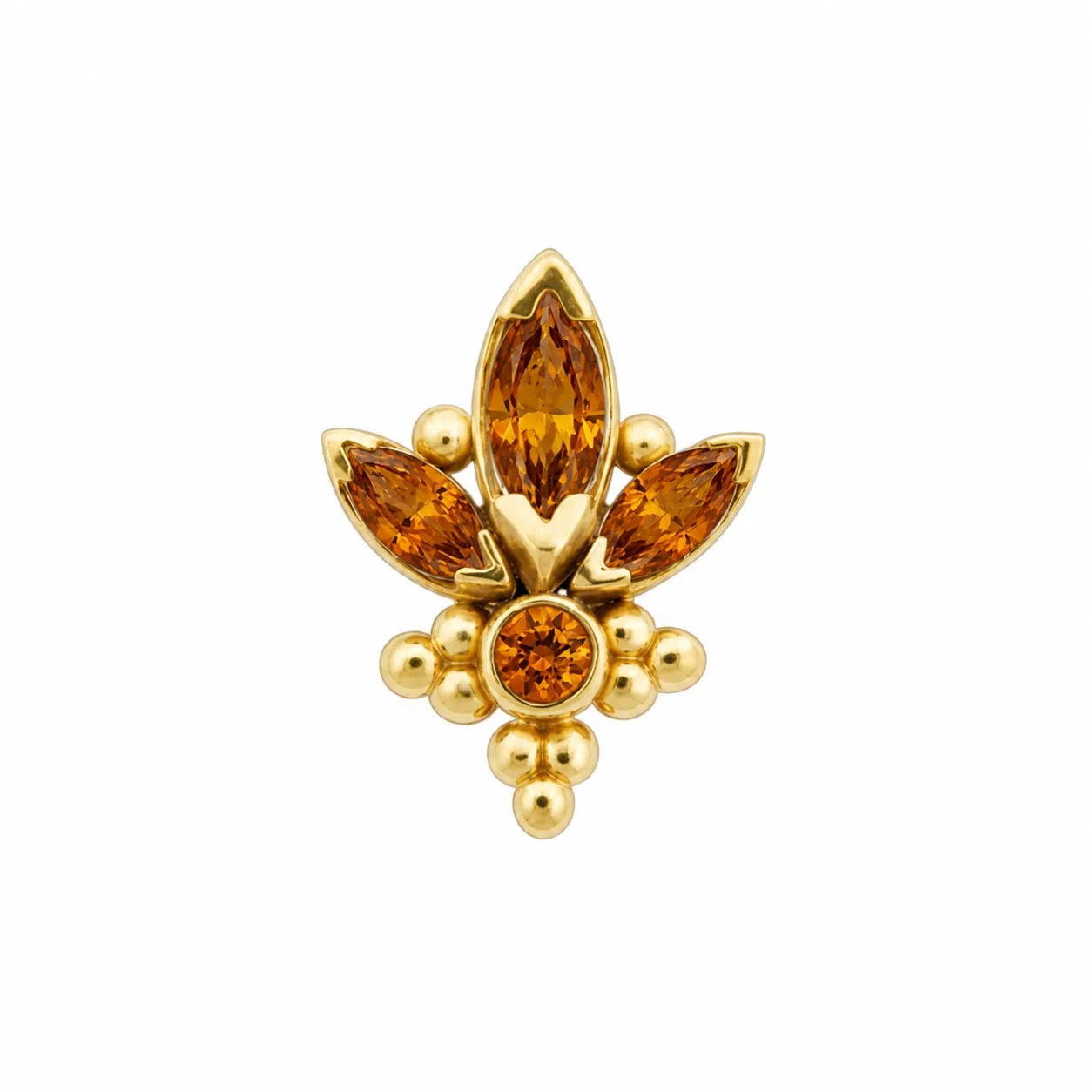Leroi 14K solid Yellow Gold Marion Threaded End - Amber CZ Leroi 14K solid Yellow Gold Marion Threaded End - Amber CZ