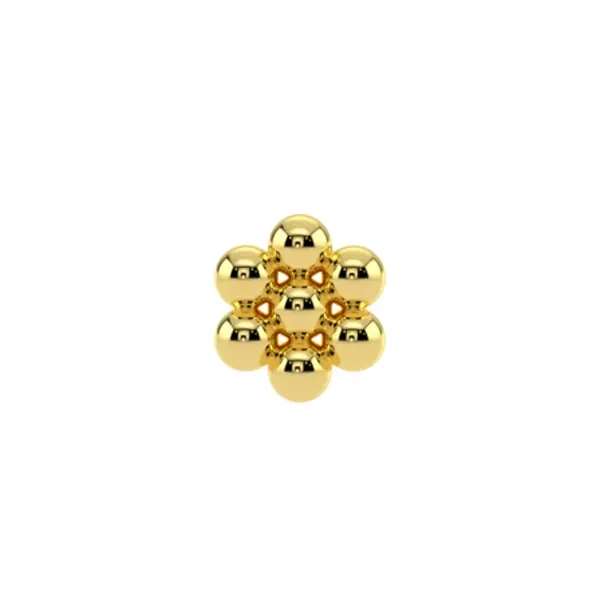 Leroi 14K solid Yellow Gold Threadless End - 7 Bead Flower