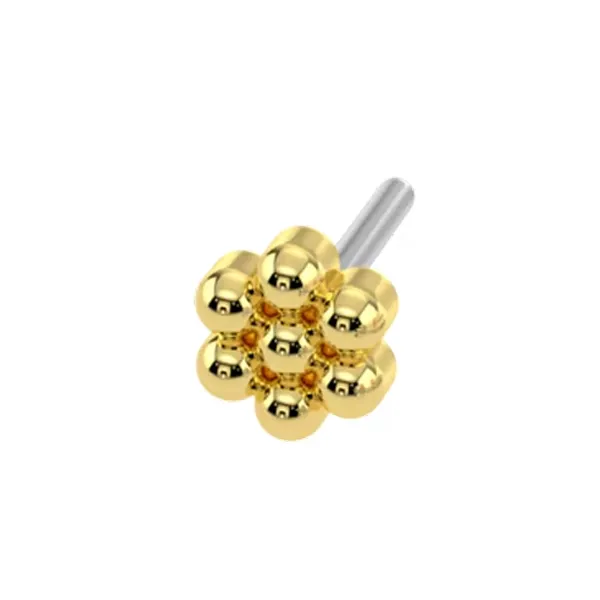 Leroi 14K solid Yellow Gold Threadless End - 7 Bead Flower