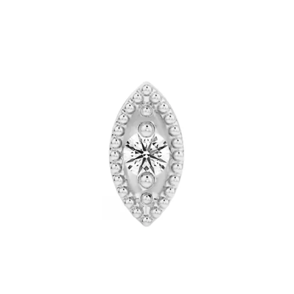 Leroi 14K solid White Gold Threadless End Millgrain Marquise - White CZ