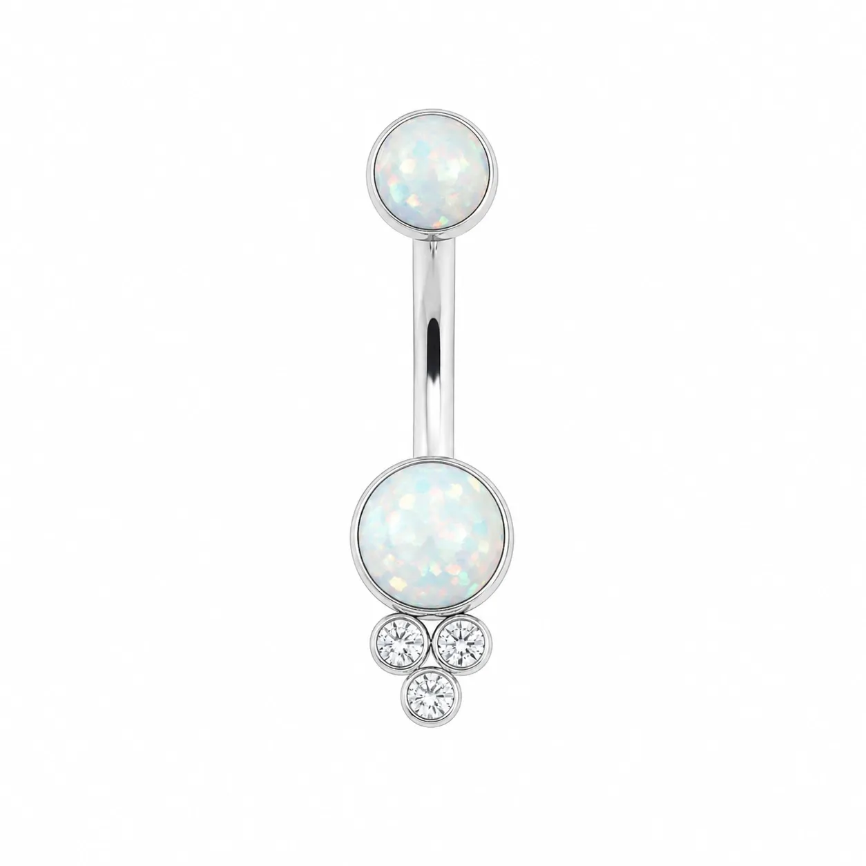 Leroi Titanium Navel Curve Vega - White Faux-pal & White CZ