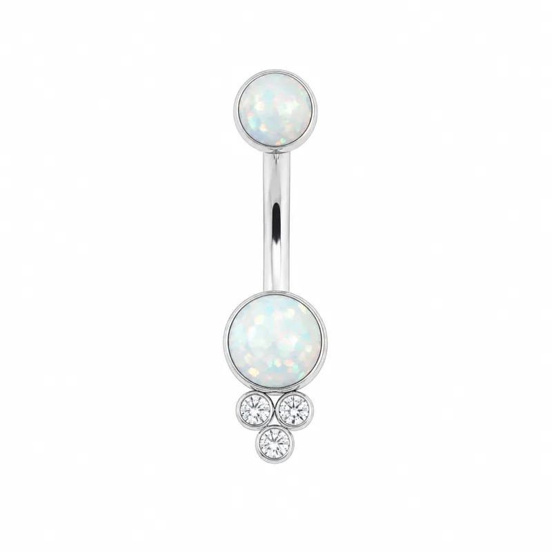 Leroi Titanium Navel Curve Vega - White Faux-pal & White CZ