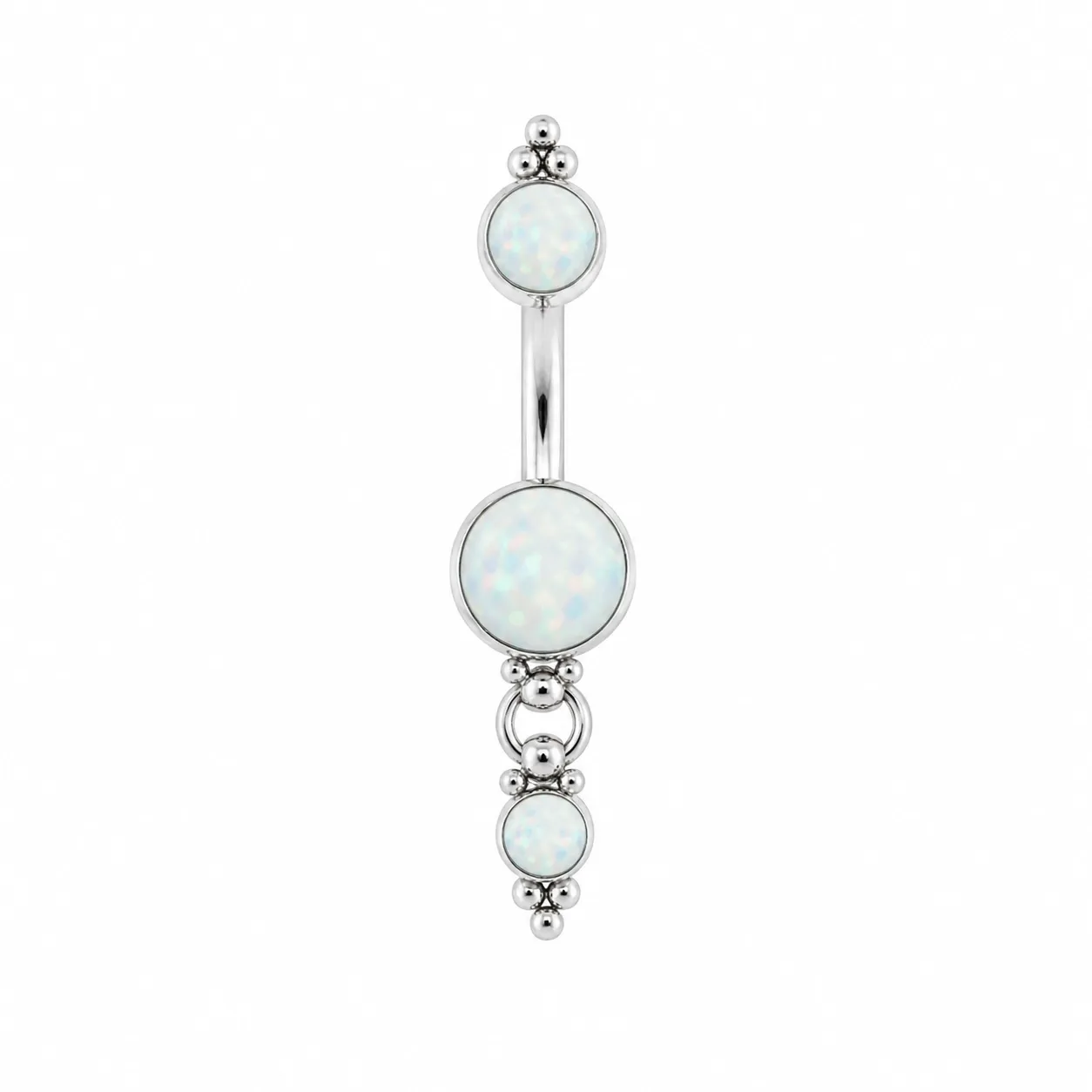 Leroi Titanium Navel Curve Linn - White Faux-pal