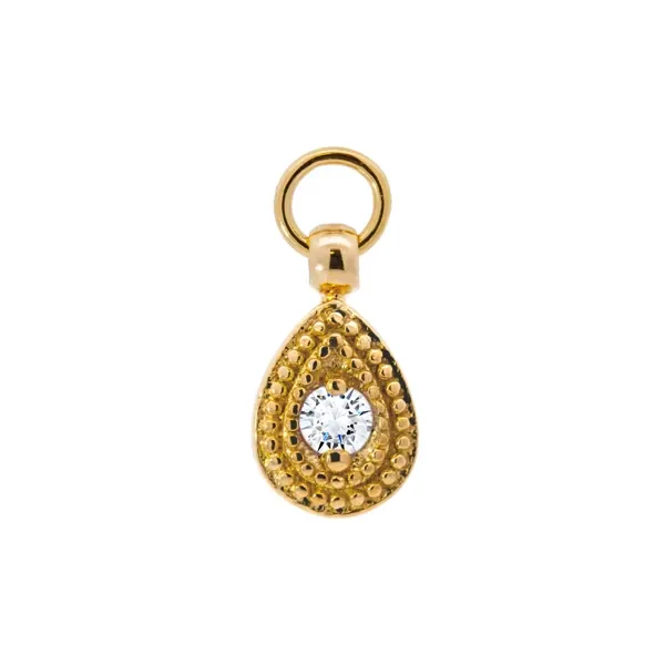 Leroi 14K Solid Yellow Gold Charm Pyrus - White CZ Leroi 14K Solid Yellow Gold Charm Pyrus - White CZ