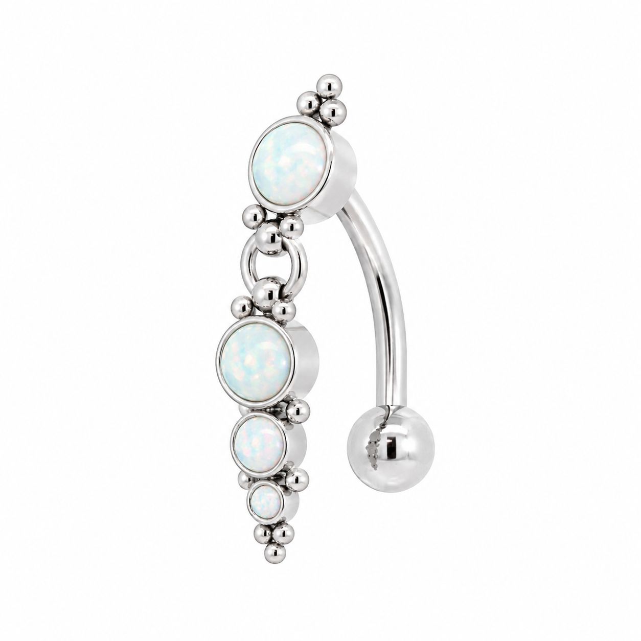 Leroi Titanium Navel Curve Vista - White Faux-pal
