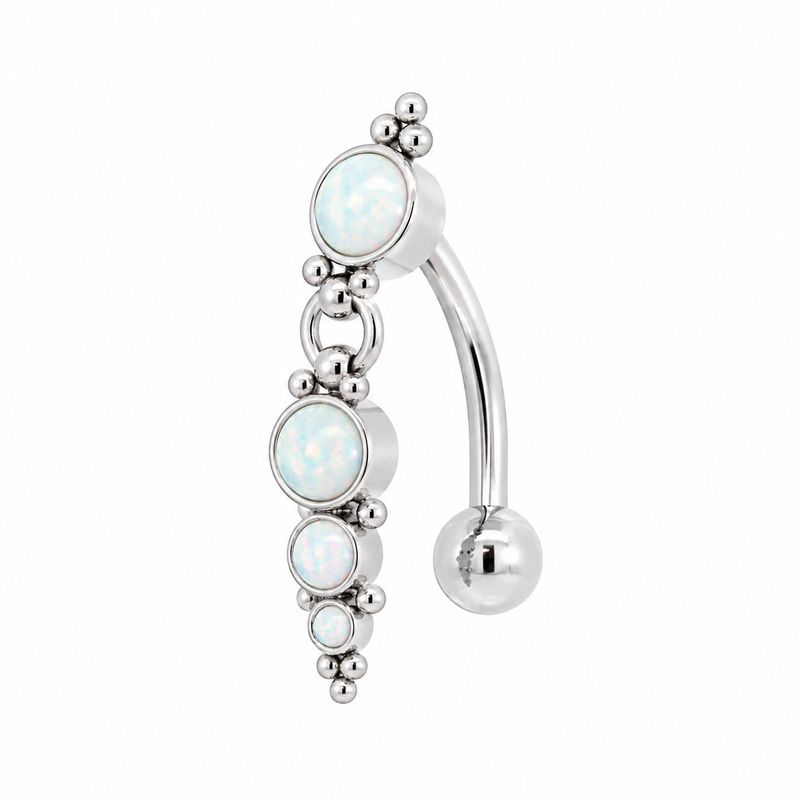 Leroi Titanium Navel Curve Vista - White Faux-pal
