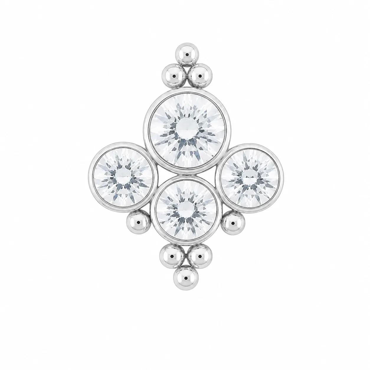 Leroi Titanium Captive Bead 4HC-8 - White CZ Leroi Titanium Captive Bead 4HC-8 - White CZ