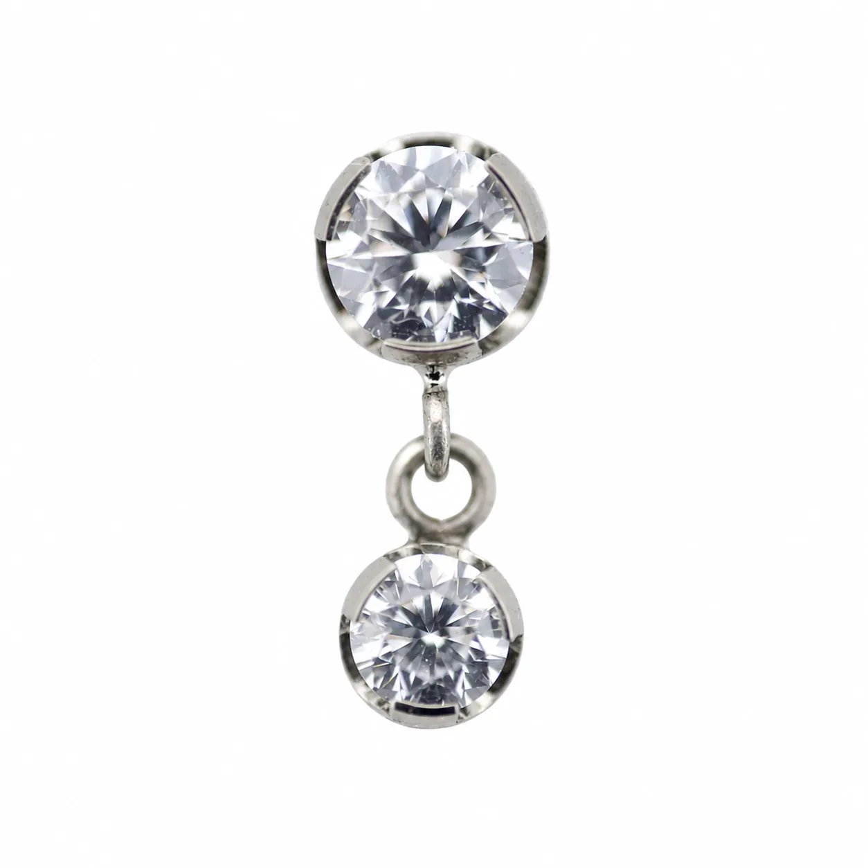 Anatometal Titanium Threadles Prong With Dangle - White CZ