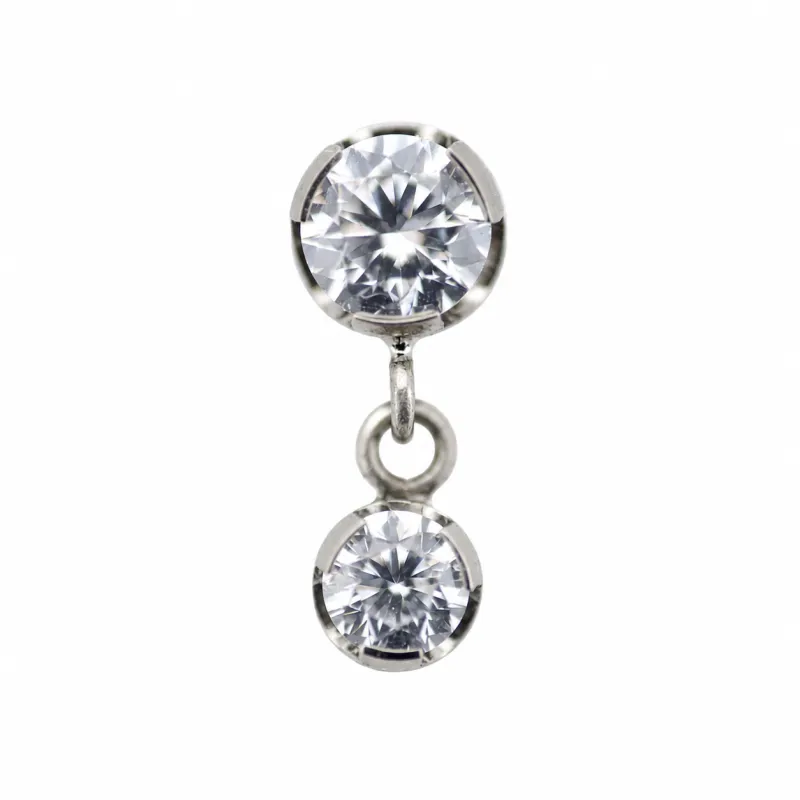 Anatometal Titanium Threadless Prong With Dangle - White CZ