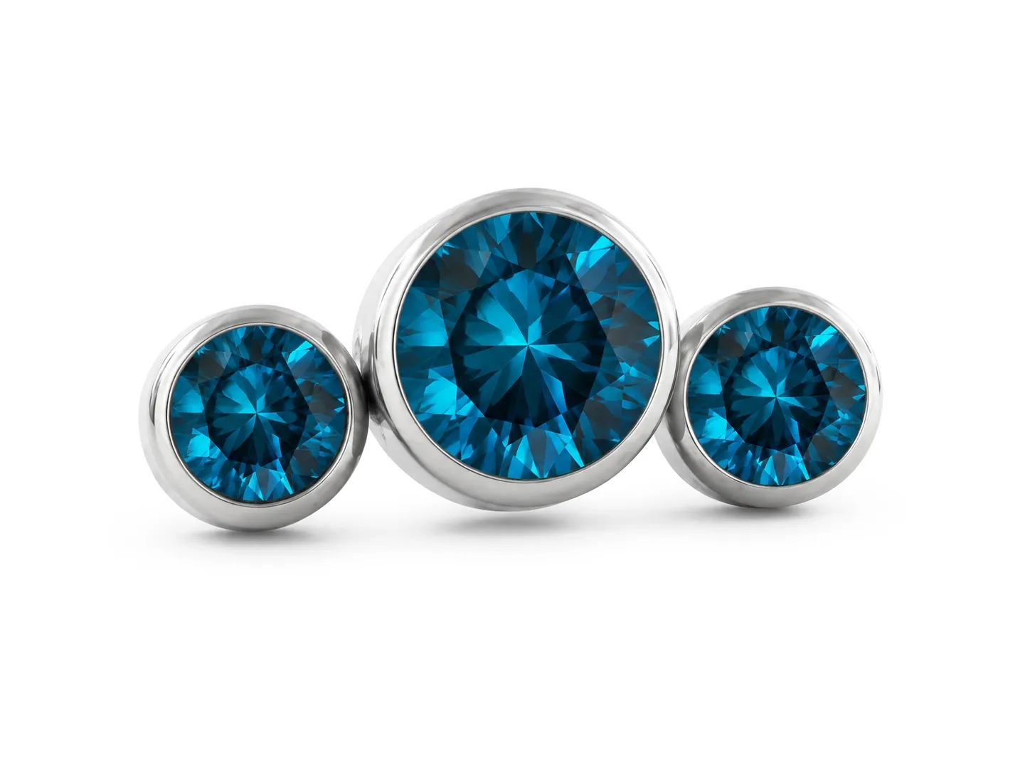 Neometal Threadless 3 Gem Cluster Curved -  London Blue CZ