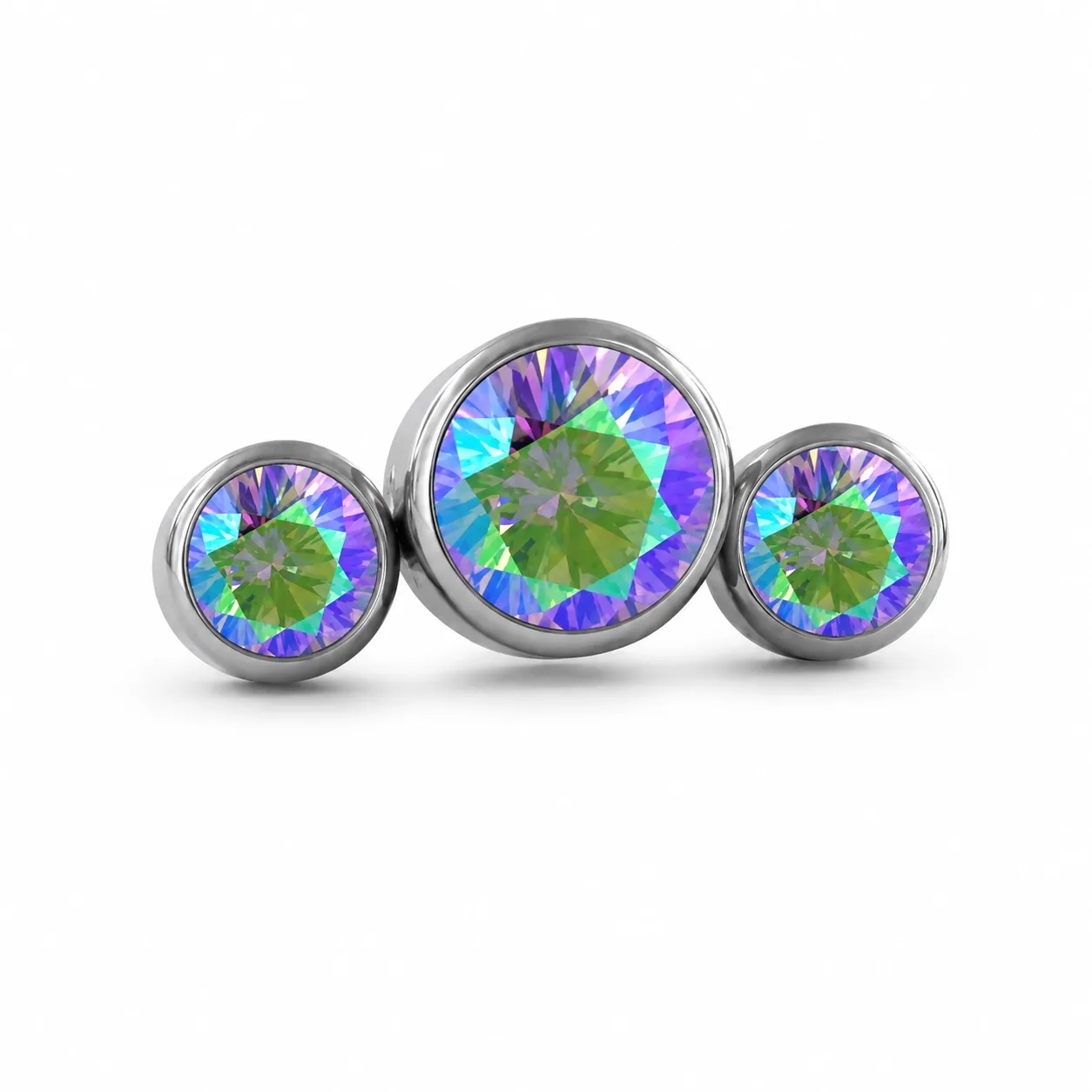 Neometal Threadless 3 Gem Cluster Curved -  Paradise Shine CZ