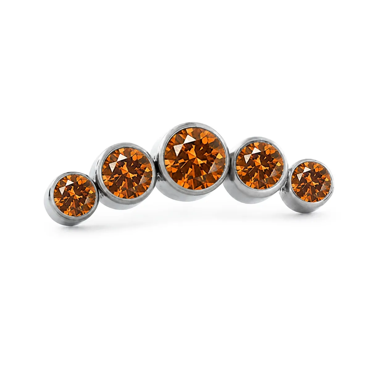 Neometal Threadless 5 Gem Cluster Curved -   Caramel CZ