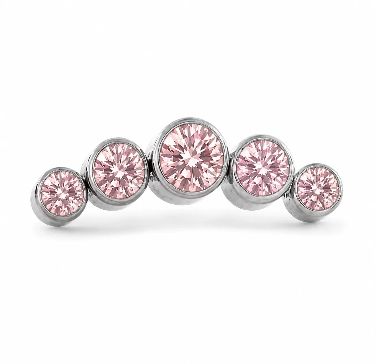 Neometal Threadless 5 Gem Cluster Curved - Morganite CZ Neometal Threadless 5 Gem Cluster Curved - Morganite CZ