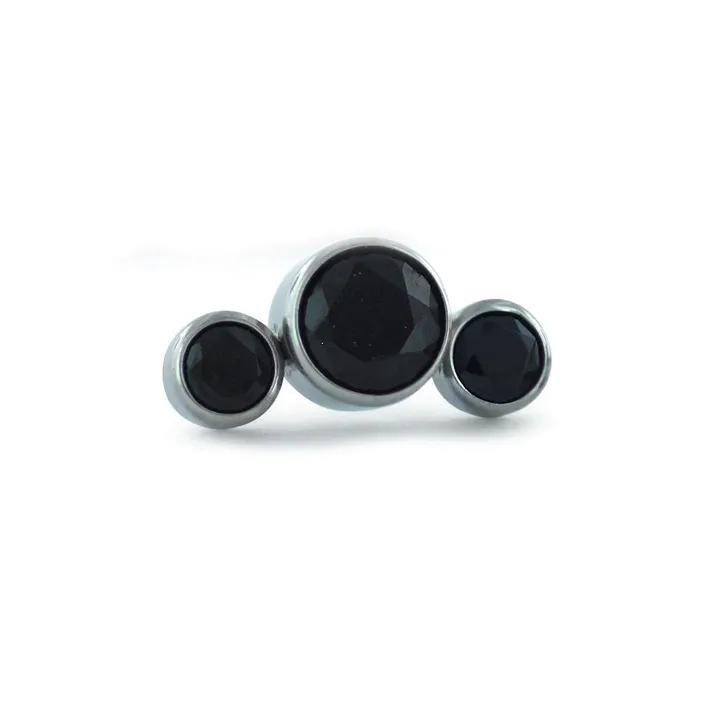 Neometal Threadless 3 Gem Cluster Curved -  Black CZ