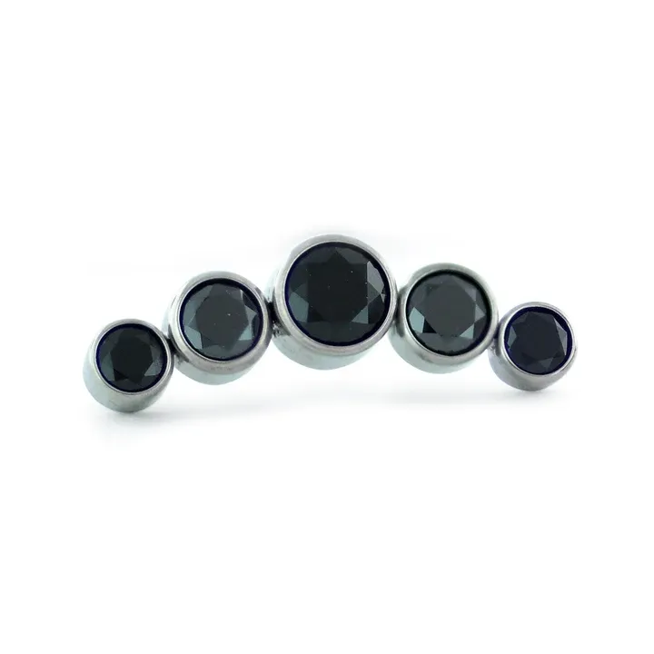 Neometal Threadless 5 Gem Cluster Curved -  Black CZ