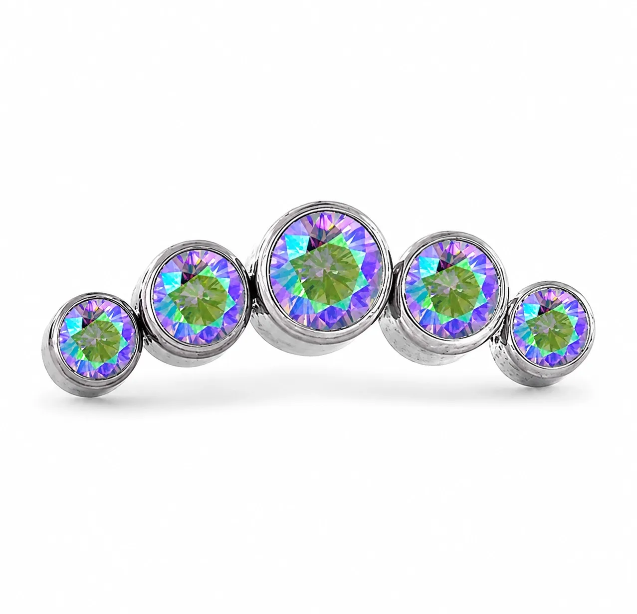 Neometal Threadless 5 Gem Cluster Curved -  Paradise Shine CZ