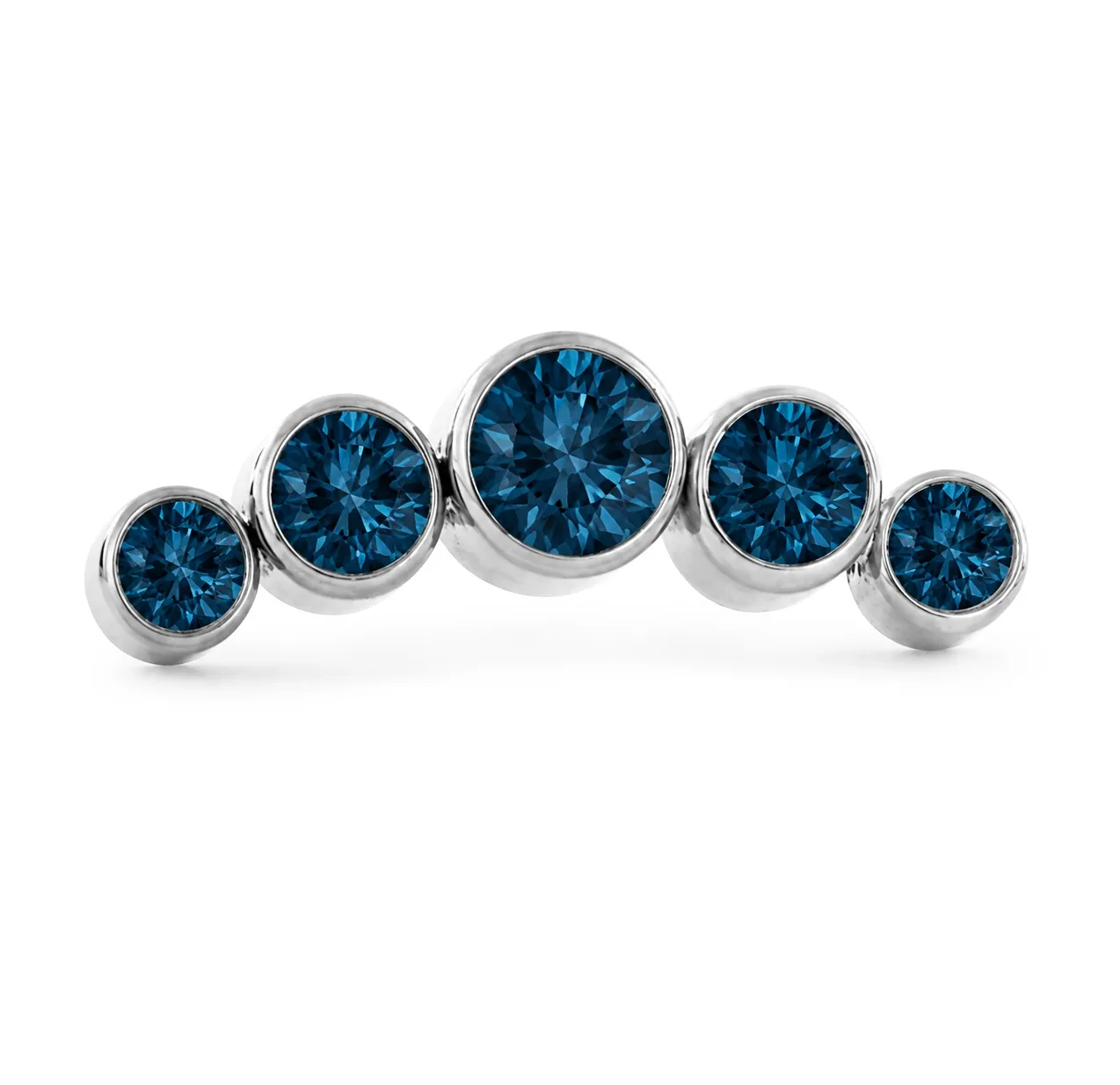 Neometal Threadless 5 Gem Cluster Curved -  London Blue CZ
