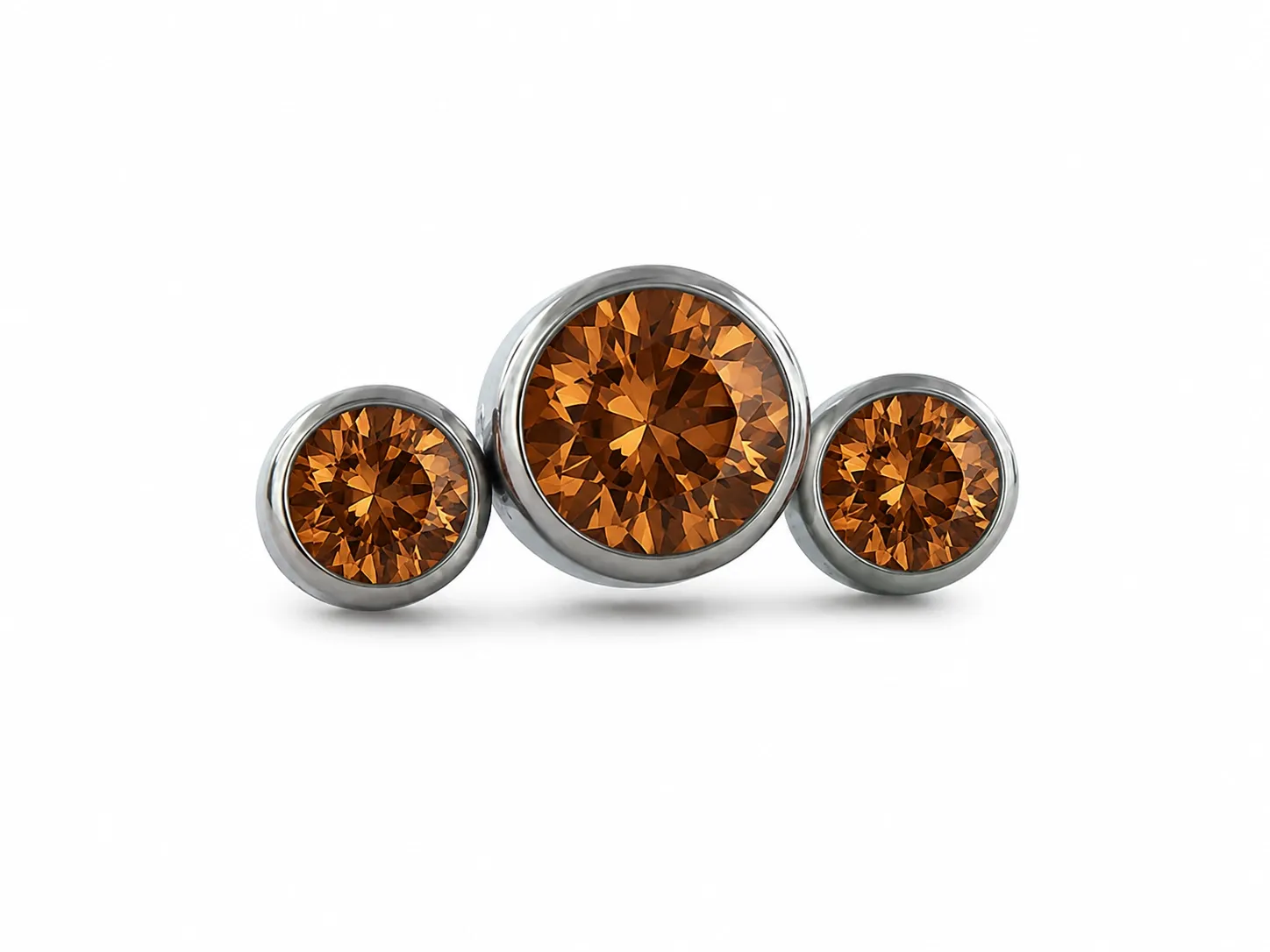 Neometal Threadless 3 Gem Cluster Curved - Caramel CZ Neometal Threadless 3 Gem Cluster Curved - Caramel CZ