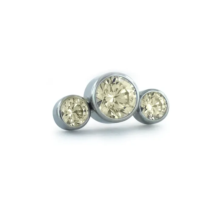 Neometal Threadless 3 Gem Cluster Curved - Champagne CZ Neometal Threadless 3 Gem Cluster Curved - Champagne CZ