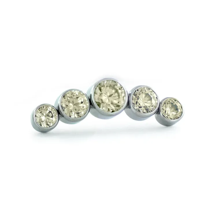 Neometal Threadless 5 Gem Cluster Curved -  Champagne CZ