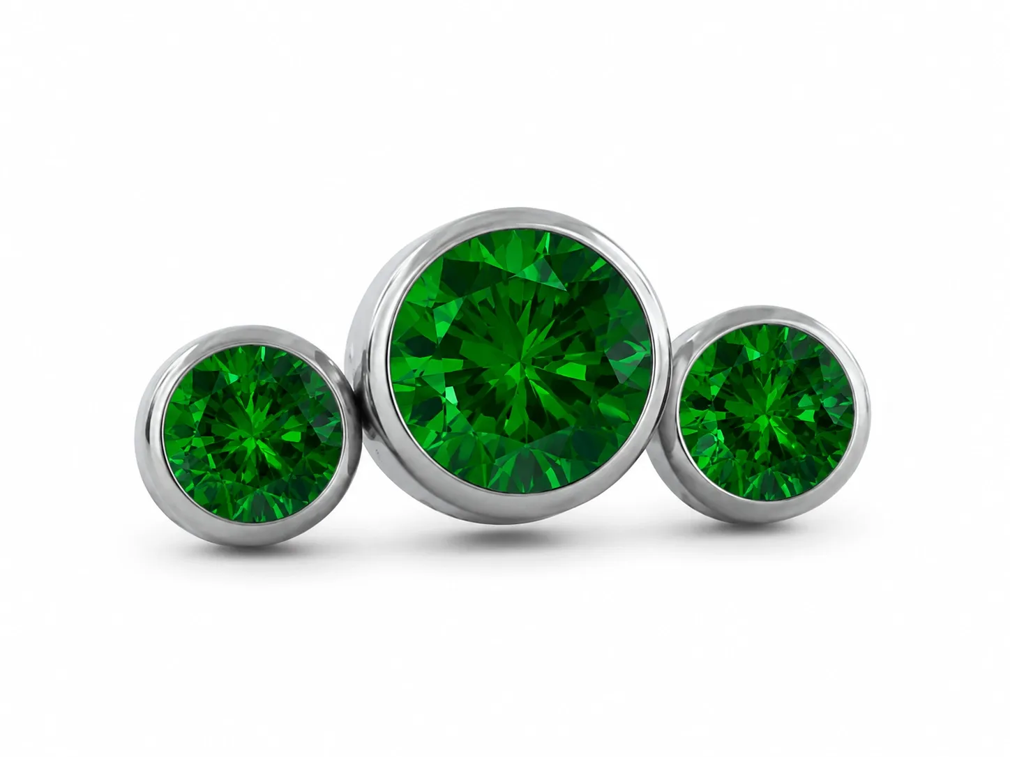 Neometal Threadless 3 Gem Cluster Curved - emerald CZ Neometal Threadless 3 Gem Cluster Curved - emerald CZ