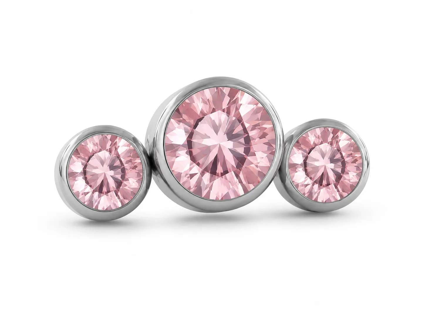 Neometal Threadless 3 Gem Cluster Curved -  Morganite CZ